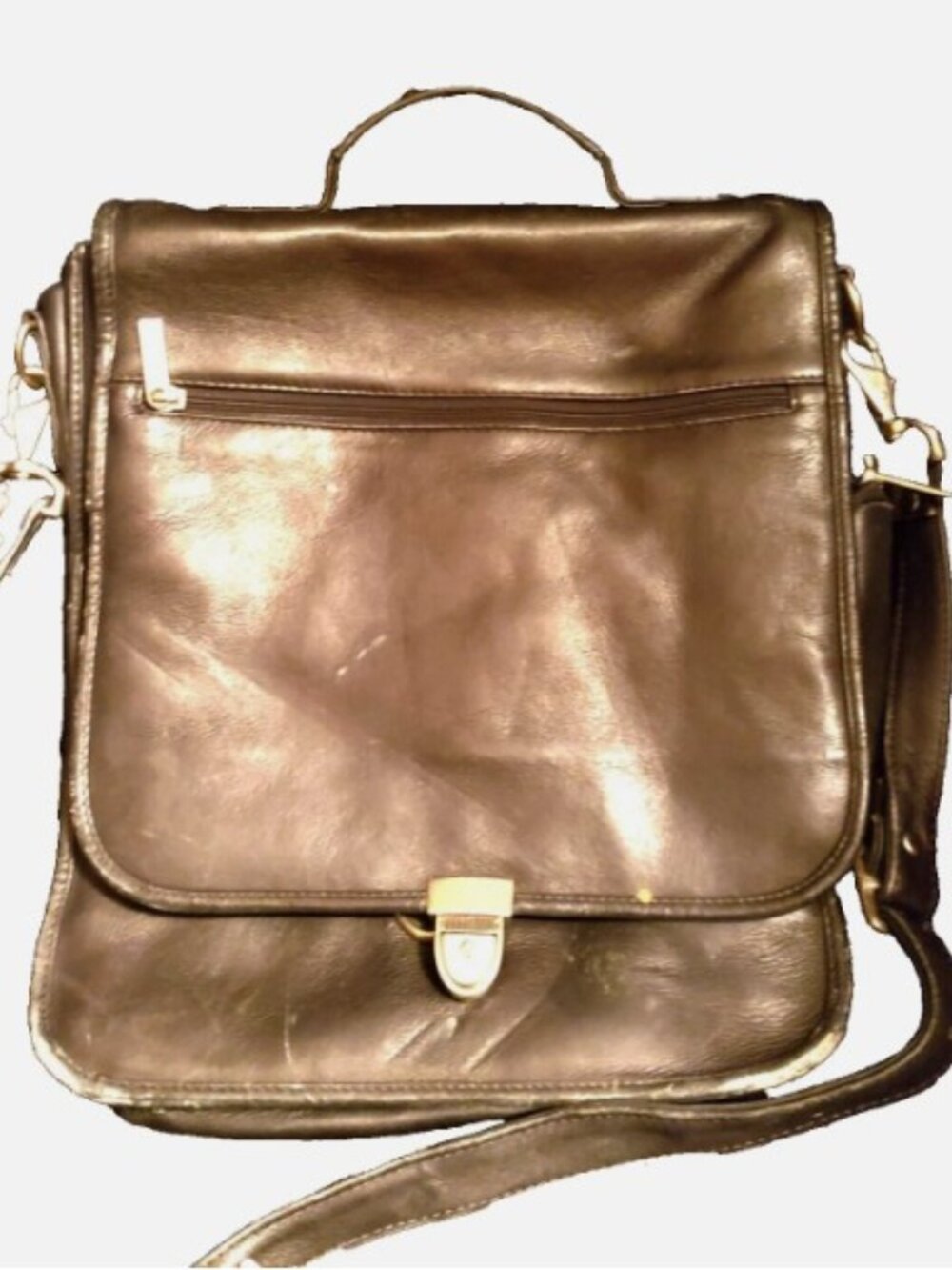 Soft, Black Leather Briefcase Crossover Bag-Unisex Portfolio